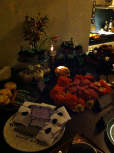 Some of Sarah's treats at the first Death Salon party, October 2013