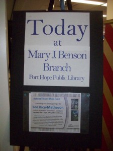J.R. and I at Port Hope Public Library for National Youth Week.