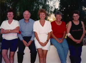 Clemens siblings: Carleen, Gordon (Larry), Catherine (Cathy), Liz (Betty), Claudia, 1993