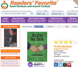 screenshot of Readers Favorite website page