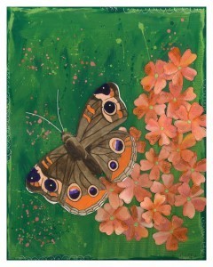 Butterfly trailed by flowers no words