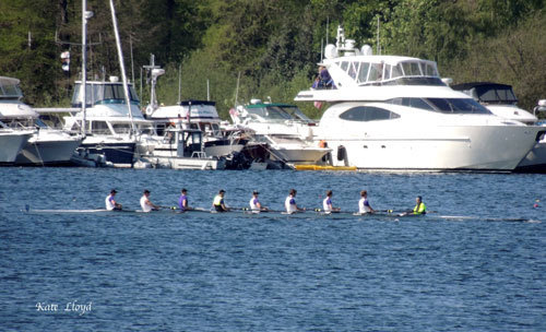 Rowers warming up before the races on Lake Washington.