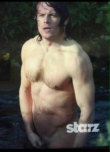 naked Sam in river