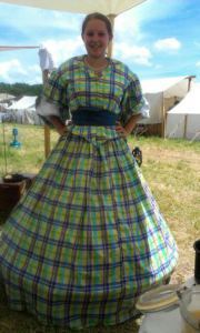 Charlie models award-winning Civil War dress of her own creation.