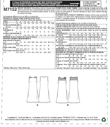 McCall's M7152 Nancy Zieman Dress Pattern Envelope Back