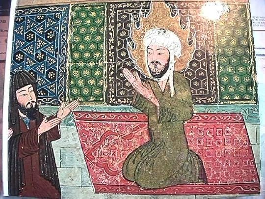 Mohammed greeting ambassadors from Medina. Likely of central Asian origin, though the site on which the image was found does not give an exact date or location. 