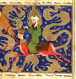 Another miniature showing Mohammed astride Buraq. Provenance unknown. 