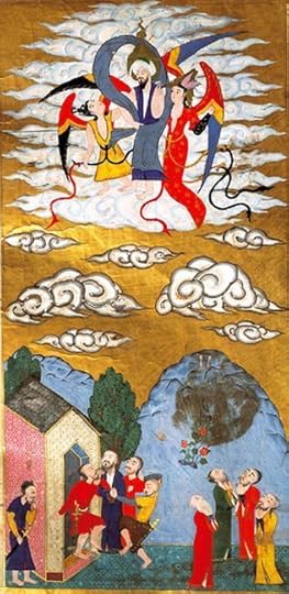 Mohammed presented to the monk Abd al Muttalib and the inhabitants of Mecca. 18th century Ottoman copy of a supposedly 8th century original. Now located in the Topkapi Palace Museum, Istanbul. 