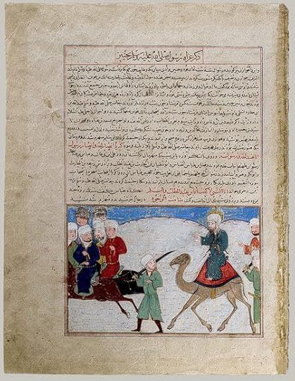 Journey of the Prophet Muhammad; leaf from a copy of the Majmac al-tawarikh (