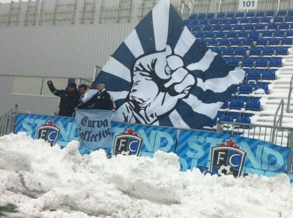 Three Whitecaps supporters who made the trip from Vancouver decided to visit Clarke Field on Wednesday. 