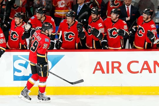 Micheal Ferland celebrates his third goal of the playoffs on Friday night.