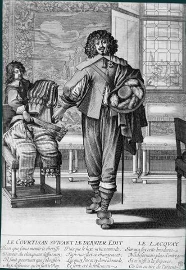 French courtier exchanging finery for more sober clothes following the Dernier Edict of 1633, by Abraham Bosse 
