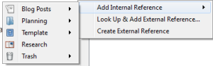 Add Internal References Menu Displayed