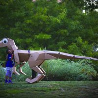 The cardboard constructions at Maker Faire stand out for teachers who come looking for cheap and deep projects they can bring to the classroom. KitRex's paperboard dinosaurs are a hit with kids, and show them how simple 2D shapes can become something you've only imagined!