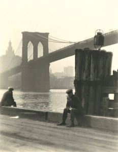 The piers under the Brooklyn Bridge.
