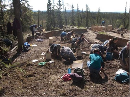Excavationists work at the Mead site in Alaska where 12,300-year-old pendants have been found.