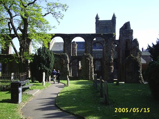 St Botolph's Church, Colchester, Essex, with the ruins of the old priory in the foregrouind. 15 May 2005