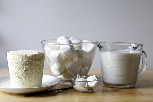 ice cream, vanilla bean, marshmallows, sour cream, milk
