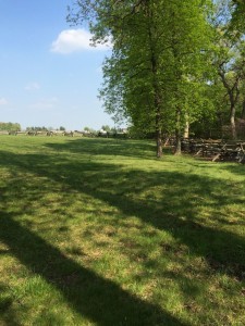 As the men retreated, some were on the wooded side of the fence and others on the field. Jefferson's men went up over the fence.