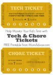Tech-Chore Tickets Free Printable