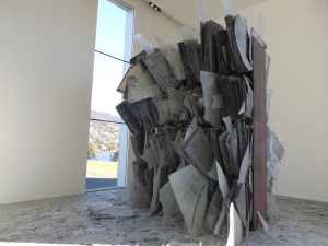 MONA: The glass and metal scultpture of books. 