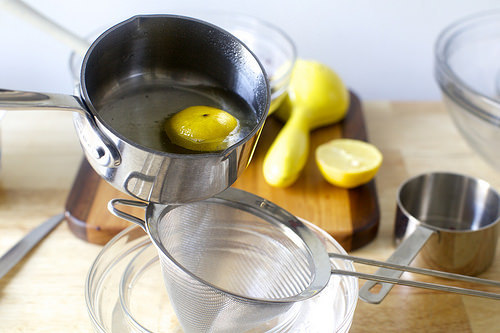 straining the sugar syrup