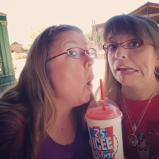 Sharing cherry flavored brain freeze and trying to figure out how to take pictures with the new phone
