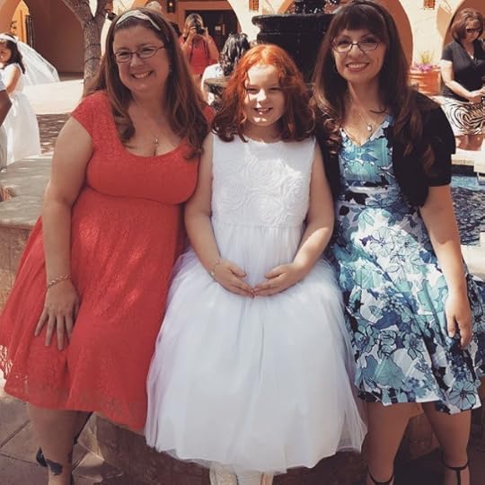 Two proud NInas with Little Red!! She is so special!!