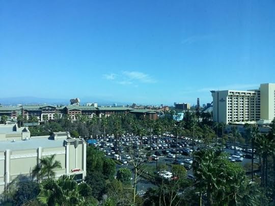 The other view from our room. See the taller hotel? That is the Paradise Pier and the longer wider brown one is the Grand Californian. See how far away we are? SEE?