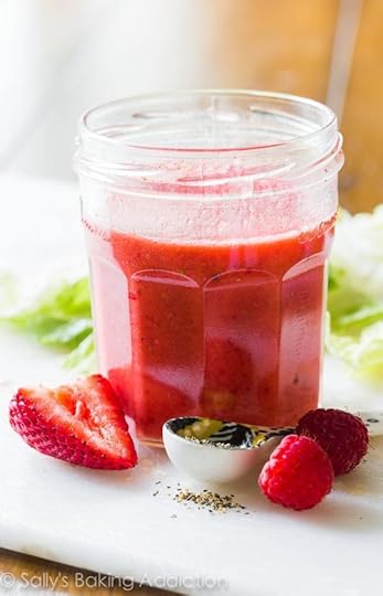 Homemade Fresh Berry Vinaigrette dressing on sallysbakingaddiction.com