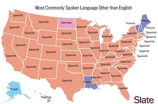 Map of the most commonly spoken languages in the US besides English