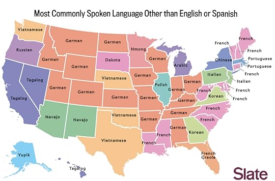 Map of the most commonly spoken languages in the US besides English and Spanish
