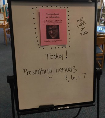 A sign at the library! With my face on it!