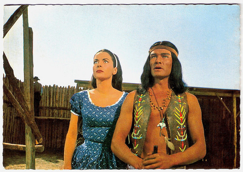 Karin Dor and Daniel Martin in Der letzte Mohikaner (1965)