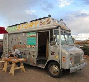 Seed Broadcast van with Chrissie Orr.