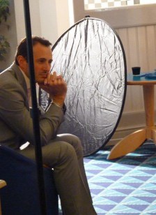 David Claridge on set.