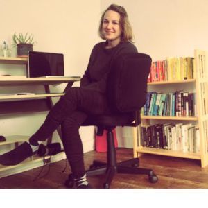 Karina at my desk in Hudson