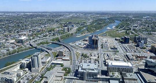 The Bow River as seen from the 54th floor of 