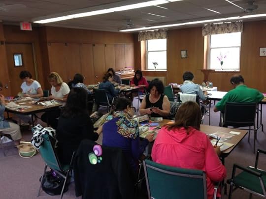 Collage as prayer gets under way.