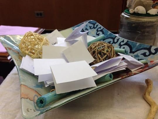 Prayer intentions fill our bowl. The Dominican Sisters of Hope kept these intentions and will pray for us during the week.