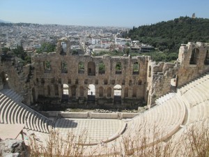 The Theatre of Dionysus at the Acropolis site. Athens supported a lot of theatres.