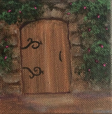 Doorway 4x4 acrylic on wrapped canvas Dawn Blair ©2014 $20.00 on Zibbet (free shipping)