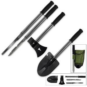 9-IN-1 Emergency tool kit, shovel, axe, knife, hammer & more