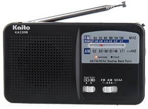 Kaito KA338 Emergency Hand Crank Dynamo 5-LED Flashlight with AM/FM/NOAA radio (Compact, AM/FM NOAA Weather Radio) (Black)