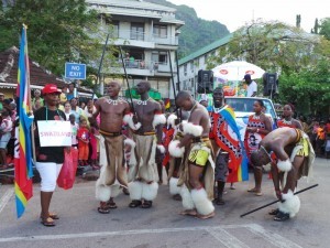 Tim Swaziland bersiap sebelum tampil