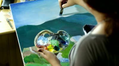 woman artist painting a picture - Google Search