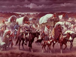 This picture, The Trail of Tears, was painted by Robert Lindneux in 1942. It commemorates the suffering of the Cherokee people under forced removal. If any depictions of the