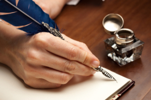 Quill Pen, Diary, Writing, Ink Well, Woman's Hand
