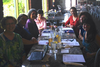 We look a lot more vibrant than this in person! Wendy, Patricia, Ann, Mallary, Marsha, Karen, and Alana.
