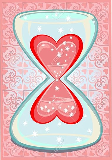 Two Red Hearts Connected To Love And Stars Fall In Hourglasses ...